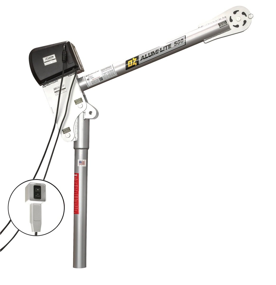 500 lb Alumi-Lite® davit crane with 115V AC electric winch