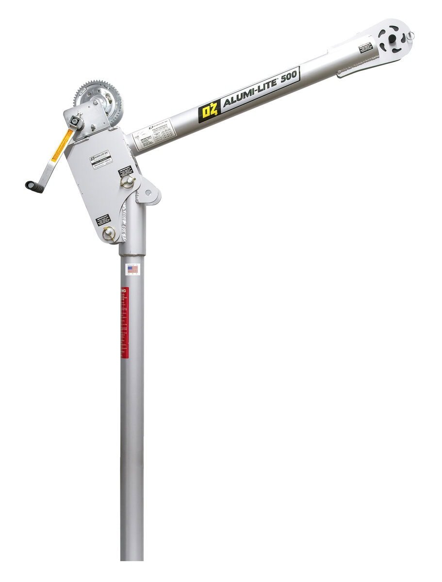 500 lb Alumi-Lite® davit crane with 2500 lb carbon steel brake winch