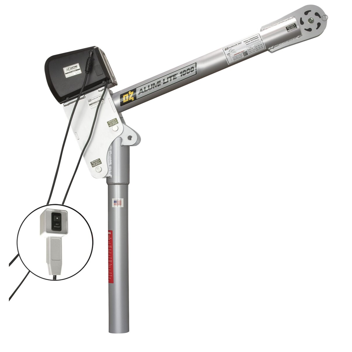 OZ Lifting 1000 Lb. Alumi-Lite Davit Crane with 110V AC Electric Winch