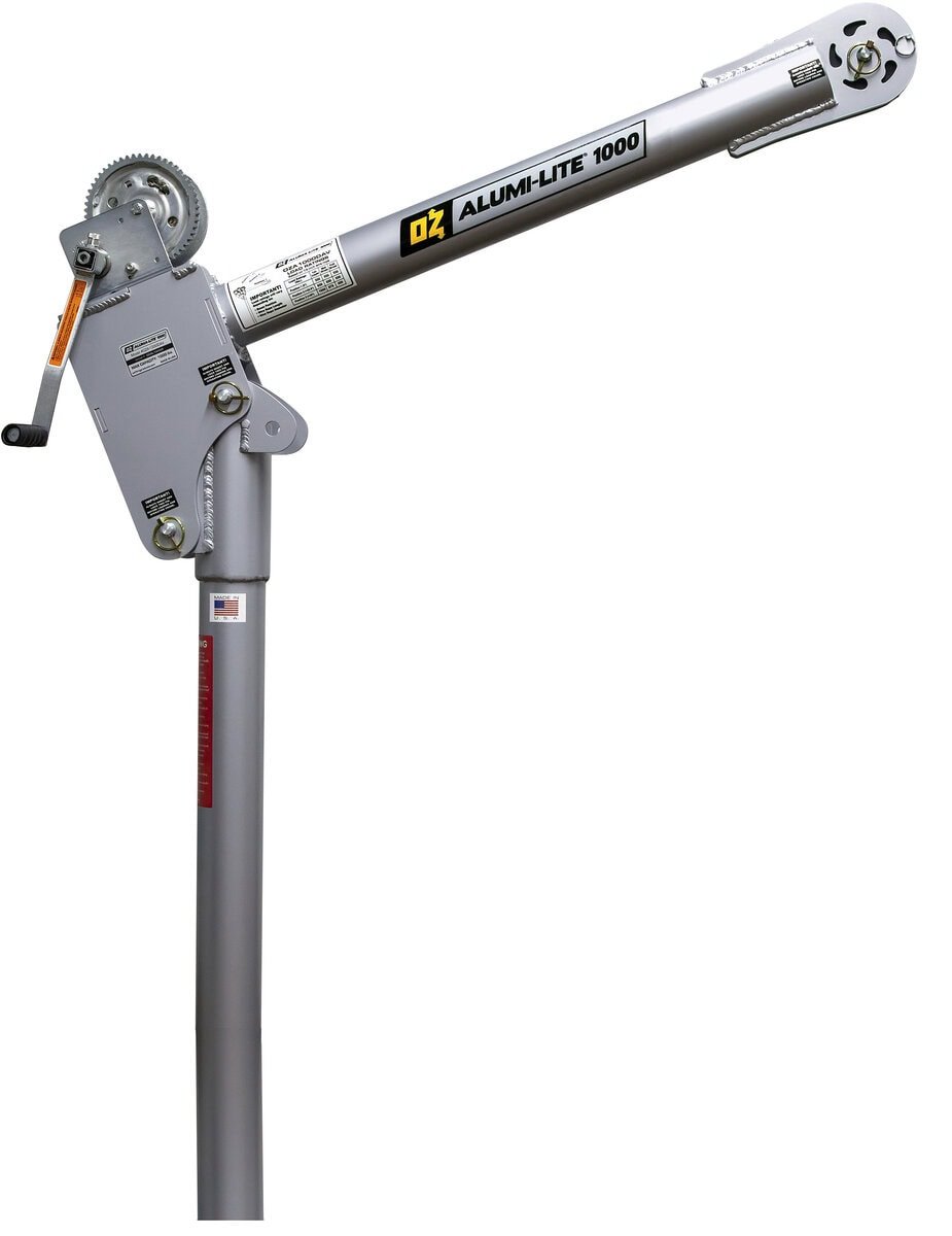 1000 lb Alumi-Lite® davit crane with 2500 lb carbon steel brake winch