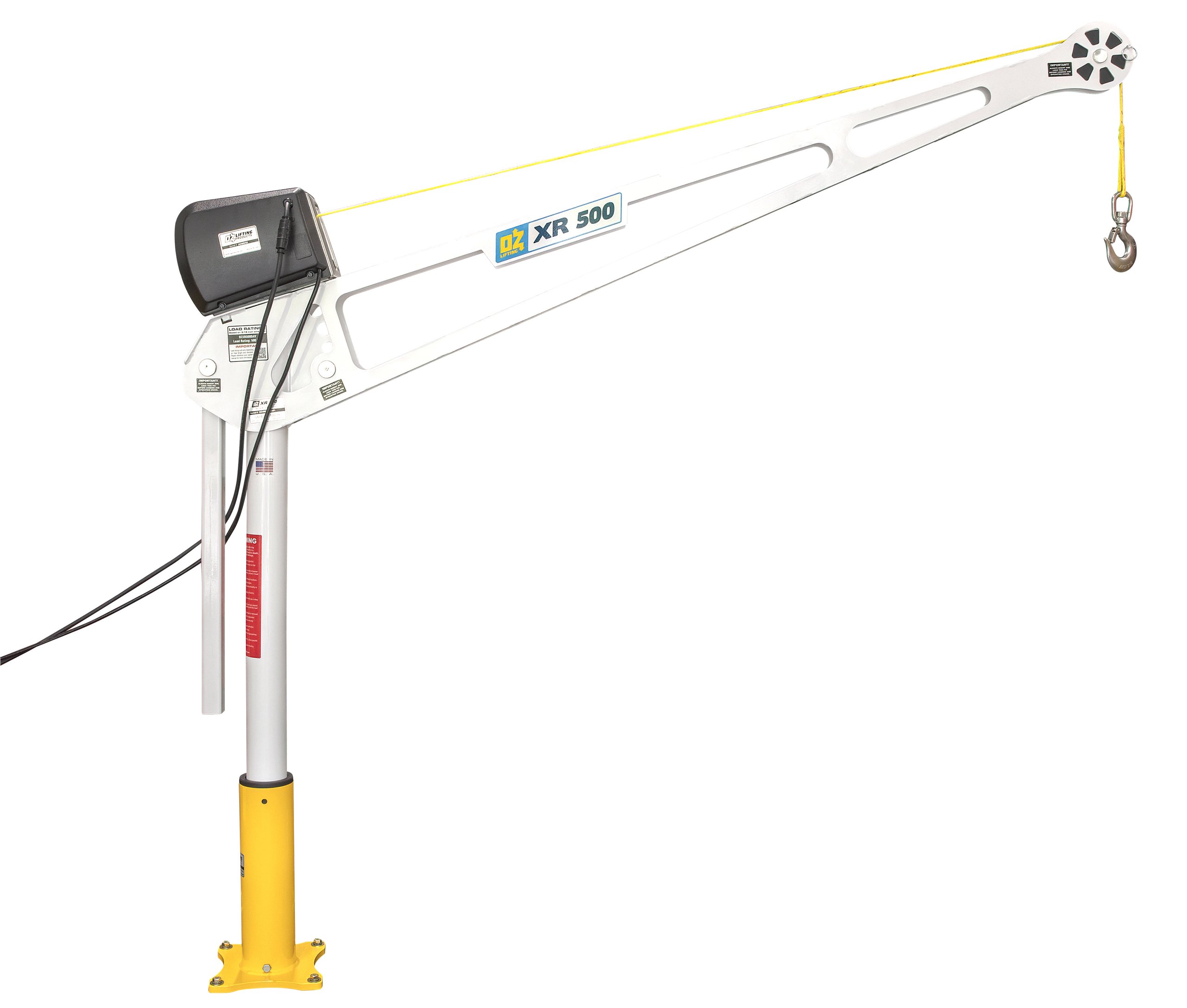 500 lb extended reach davit crane with AC electric winch
