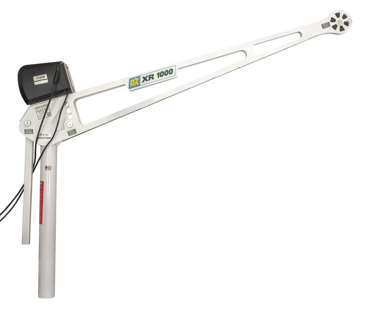 1000 lb extended reach davit crane with AC electric winch