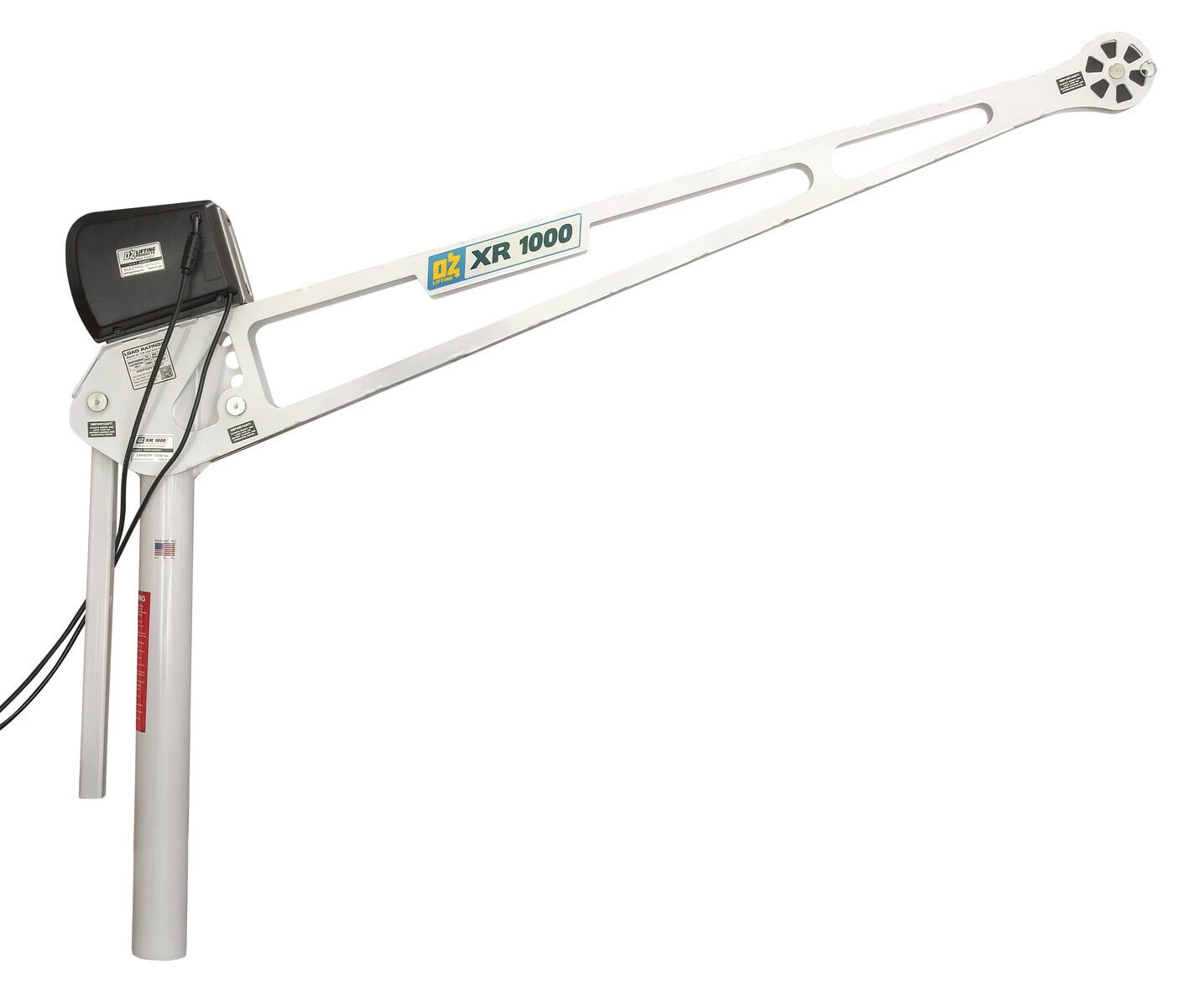 1000 lb extended reach davit crane with DC electric winch