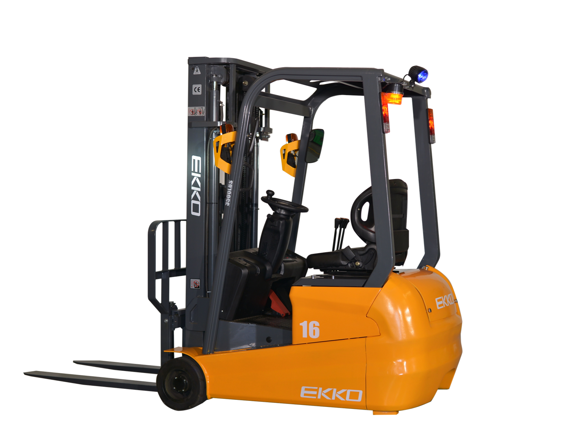 EKKO EK16A-177 3 Wheel Electric Forklift   3,500 lb Capacity
