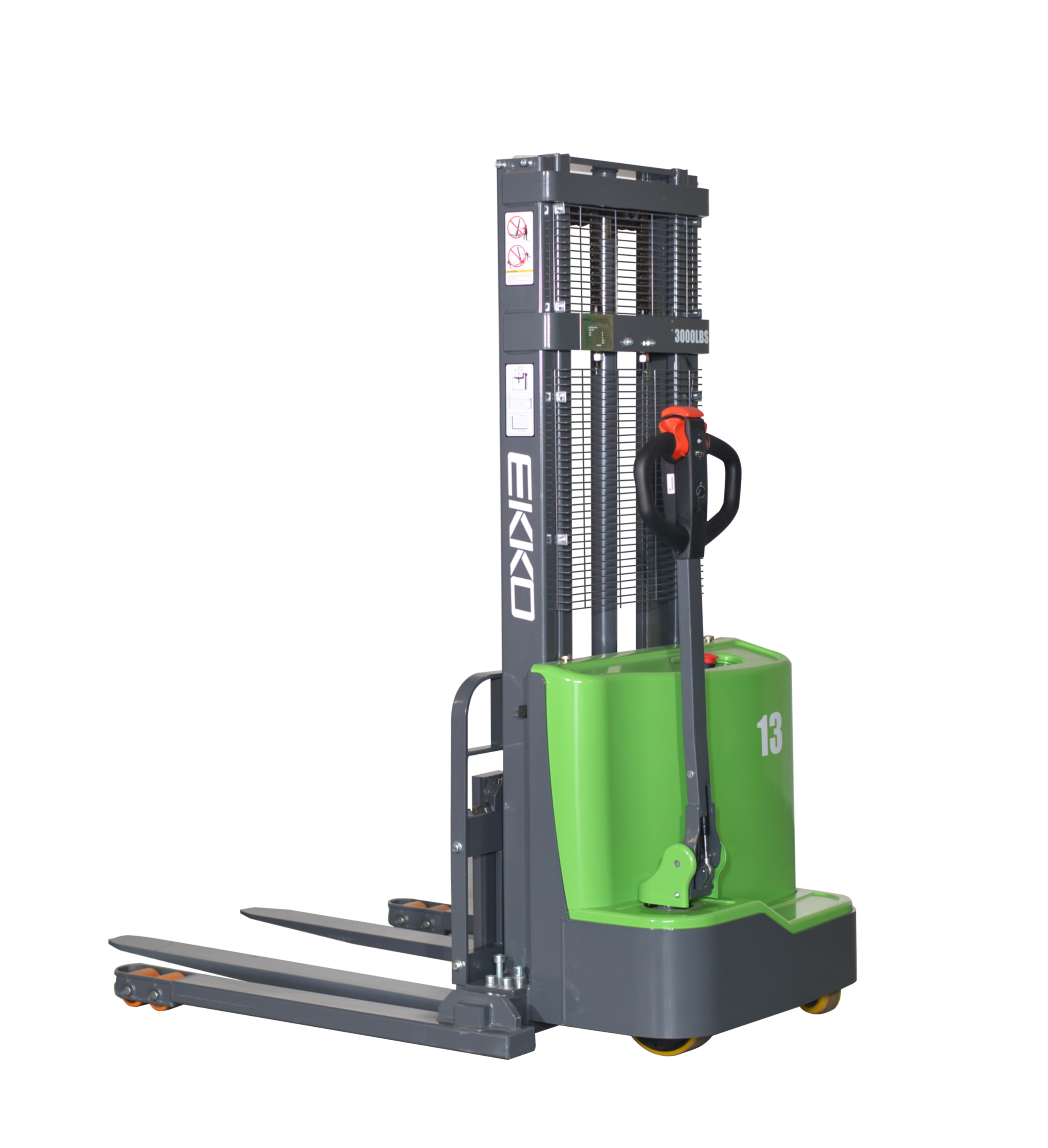 EKKO EB13C-145LI Full Powered Straddle Stacker (Li-Ion)   2,800 lb Capacity