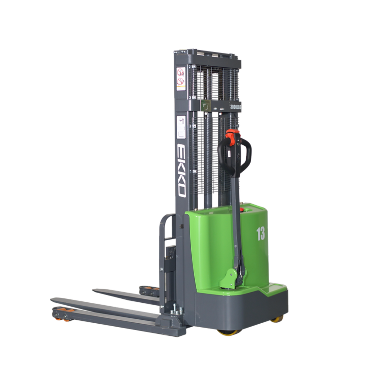 EKKO EB13C-145Li Lithium Straddle Stacker 2,800 lb Capacity, 145" Height