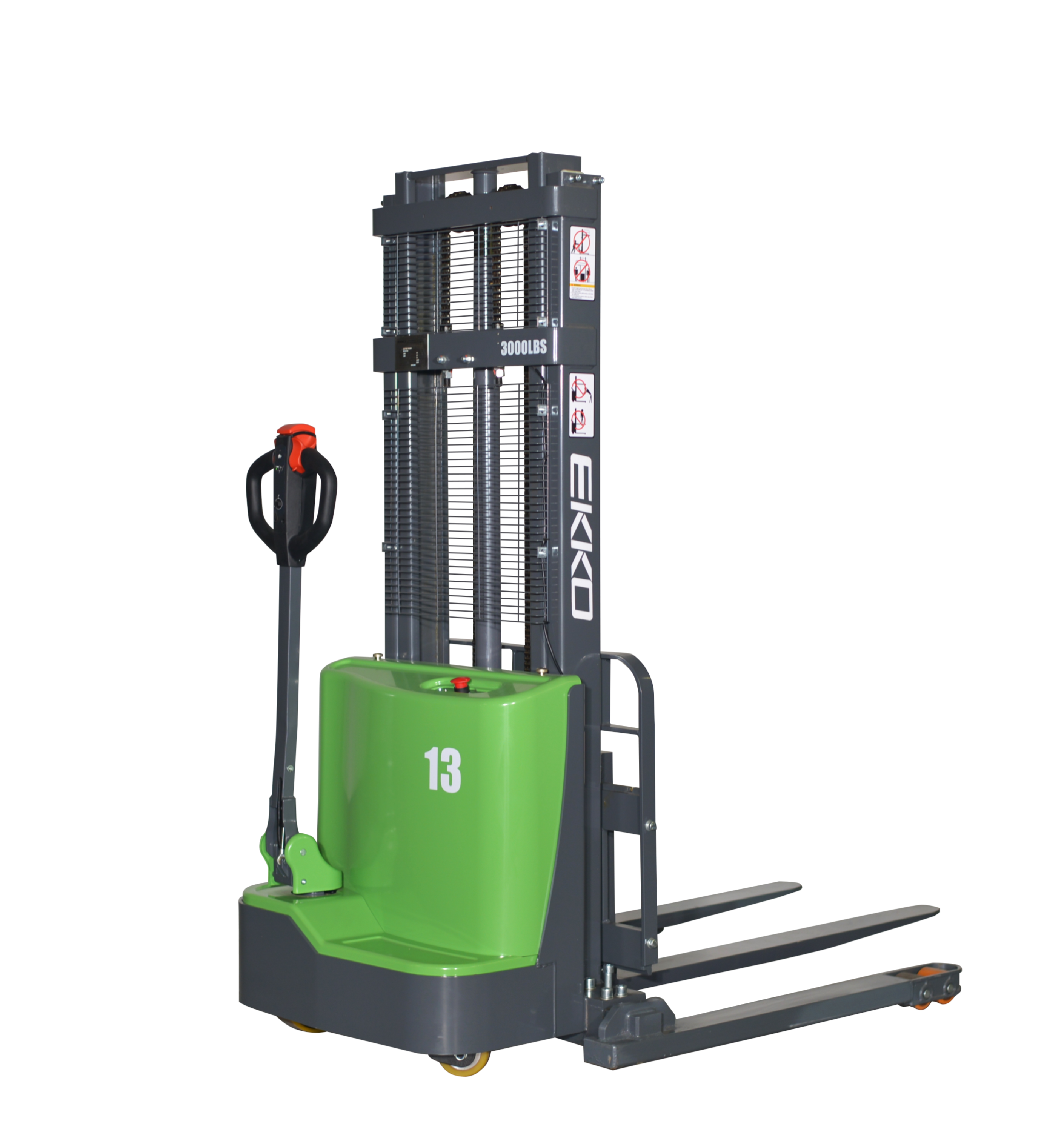 EKKO EB14C-98LI Full Powered Straddle Stacker (Li-Ion)   3,000 lb Capacity
