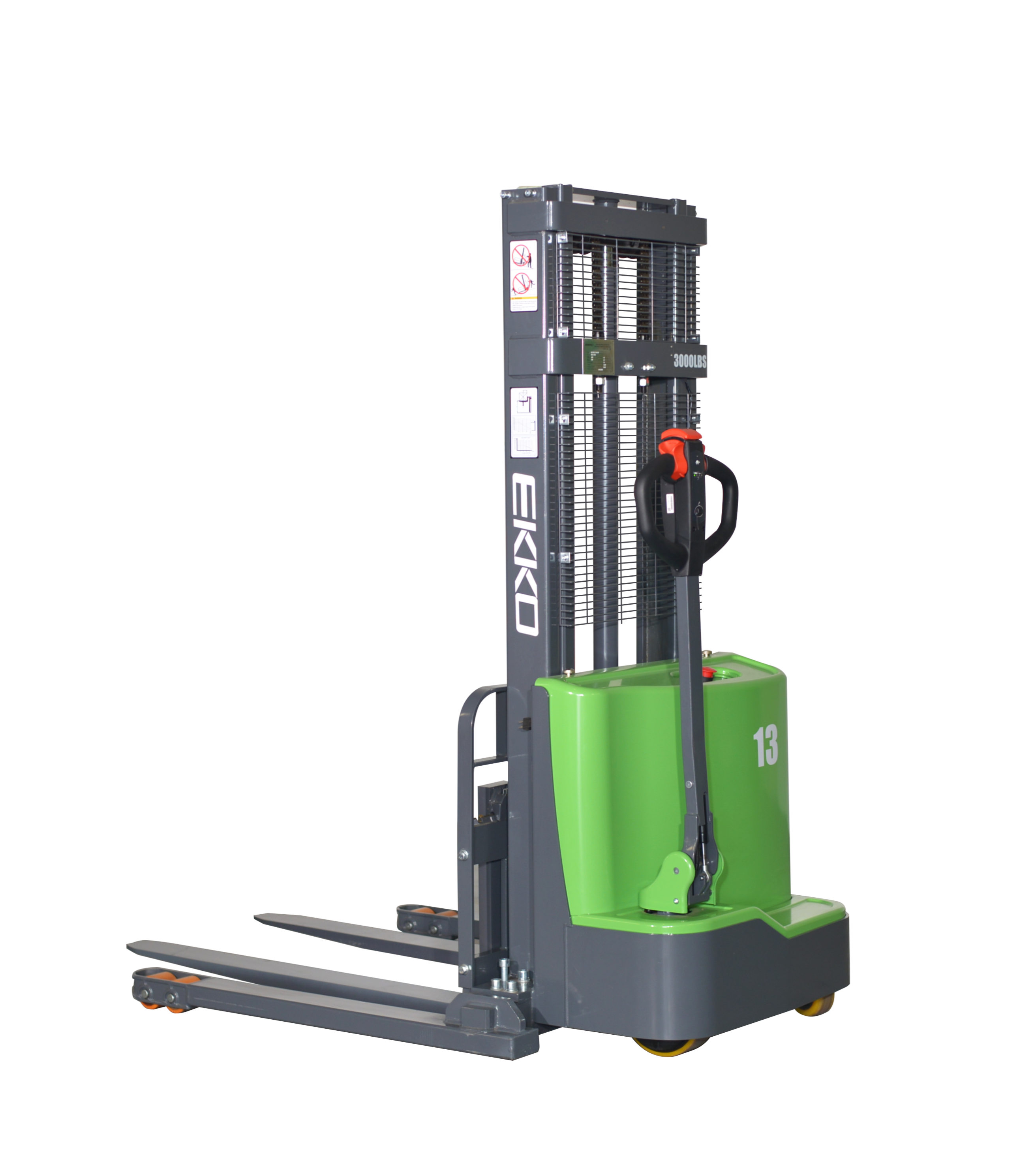 EKKO EB14C-118LI Full Powered Straddle Stacker (Li-Ion)   3,000 lb Capacity