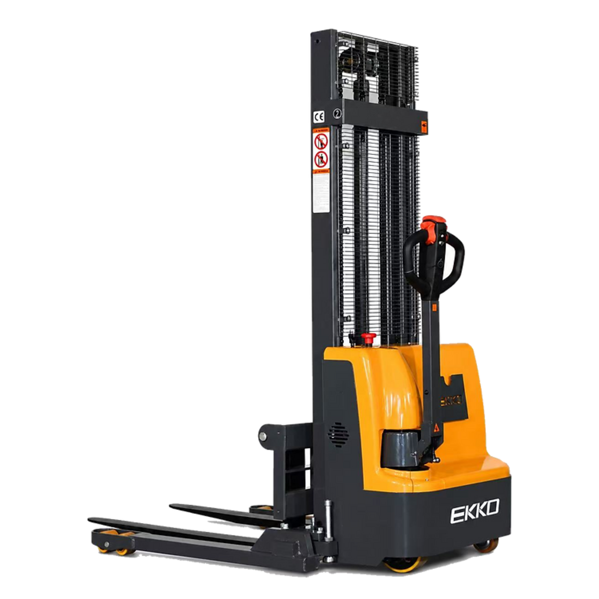 EKKO EB12EA Full Powered Straddle Stacker 3,000 lb Capacity, 145.67" Height