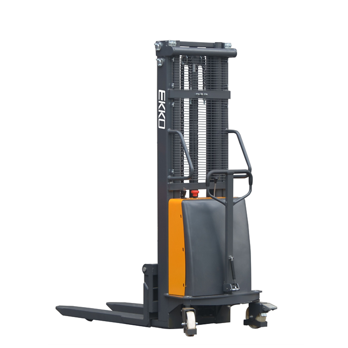EKKO EA15E Semi-Electric Fork-Over Stacker 3,300 lb Capacity, 138" Height