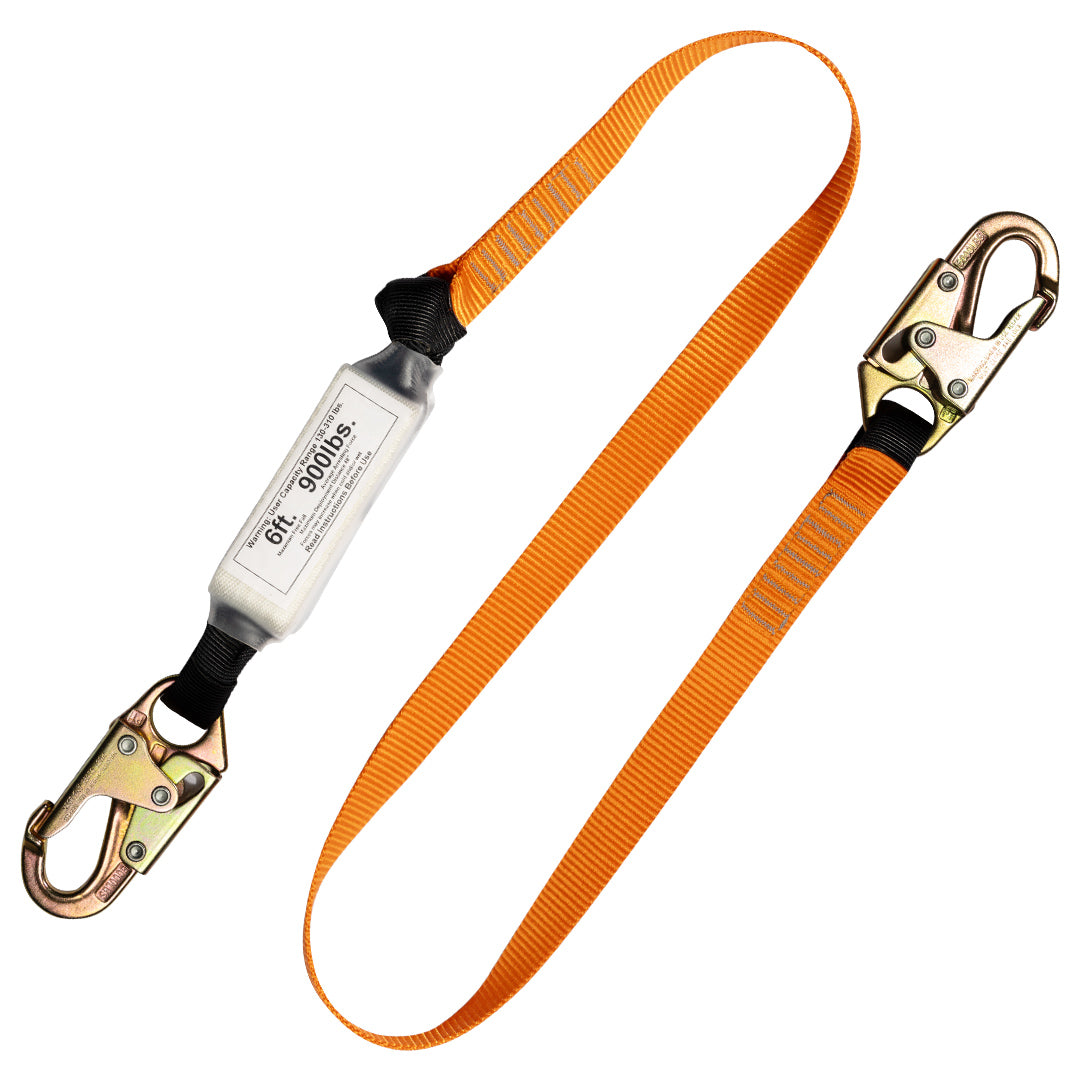 6  SINGLE LEG EXTERNAL SHOCK ABSORBING LANYARD W/ 2 STEEL SNAP HOOKS