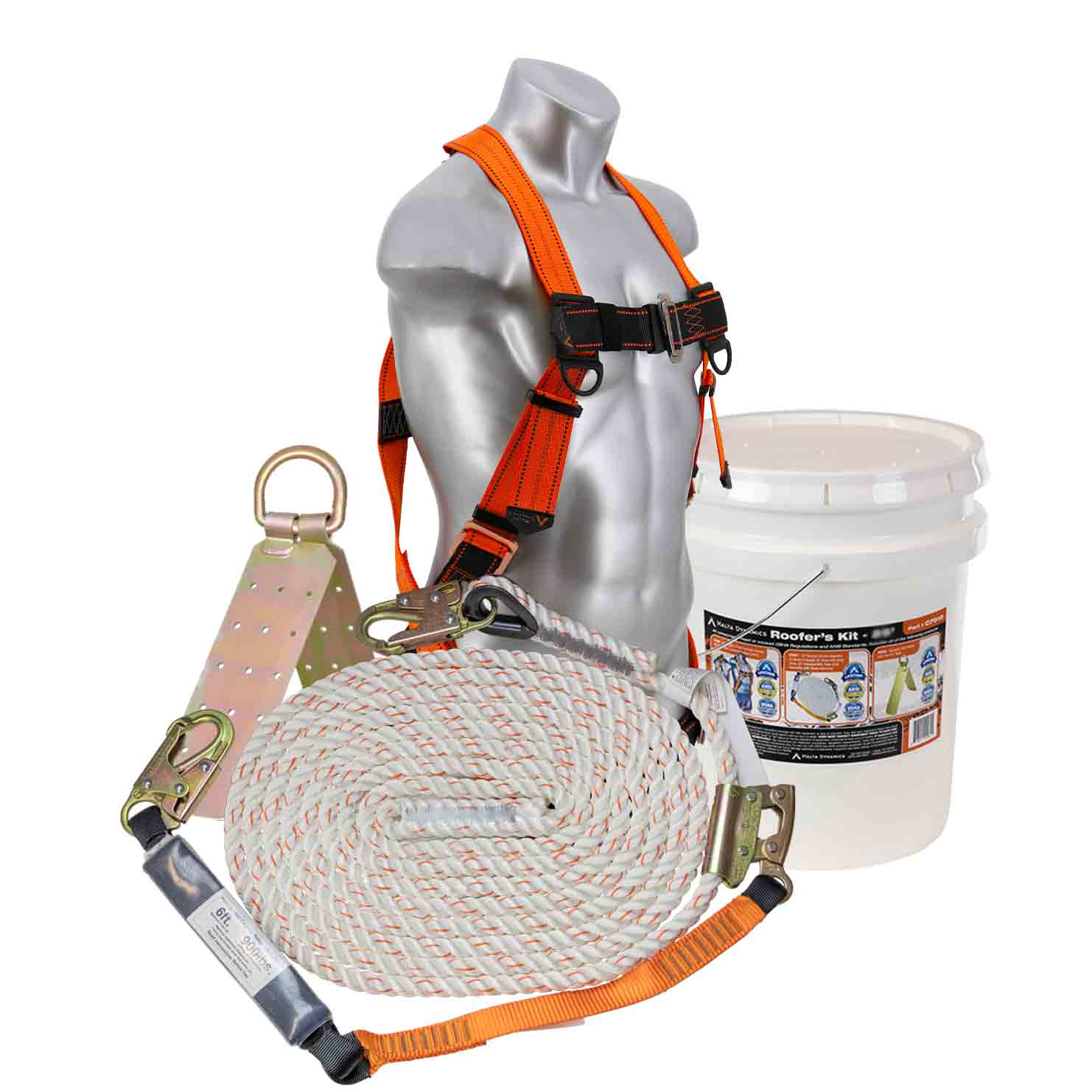 BUILD YOUR OWN PERSONAL FALL ARREST SYSTEM (PFAS) 50' Vertical Lifeline Assembly Warthog Pass Thru Harness (B2000 Series) L-XL