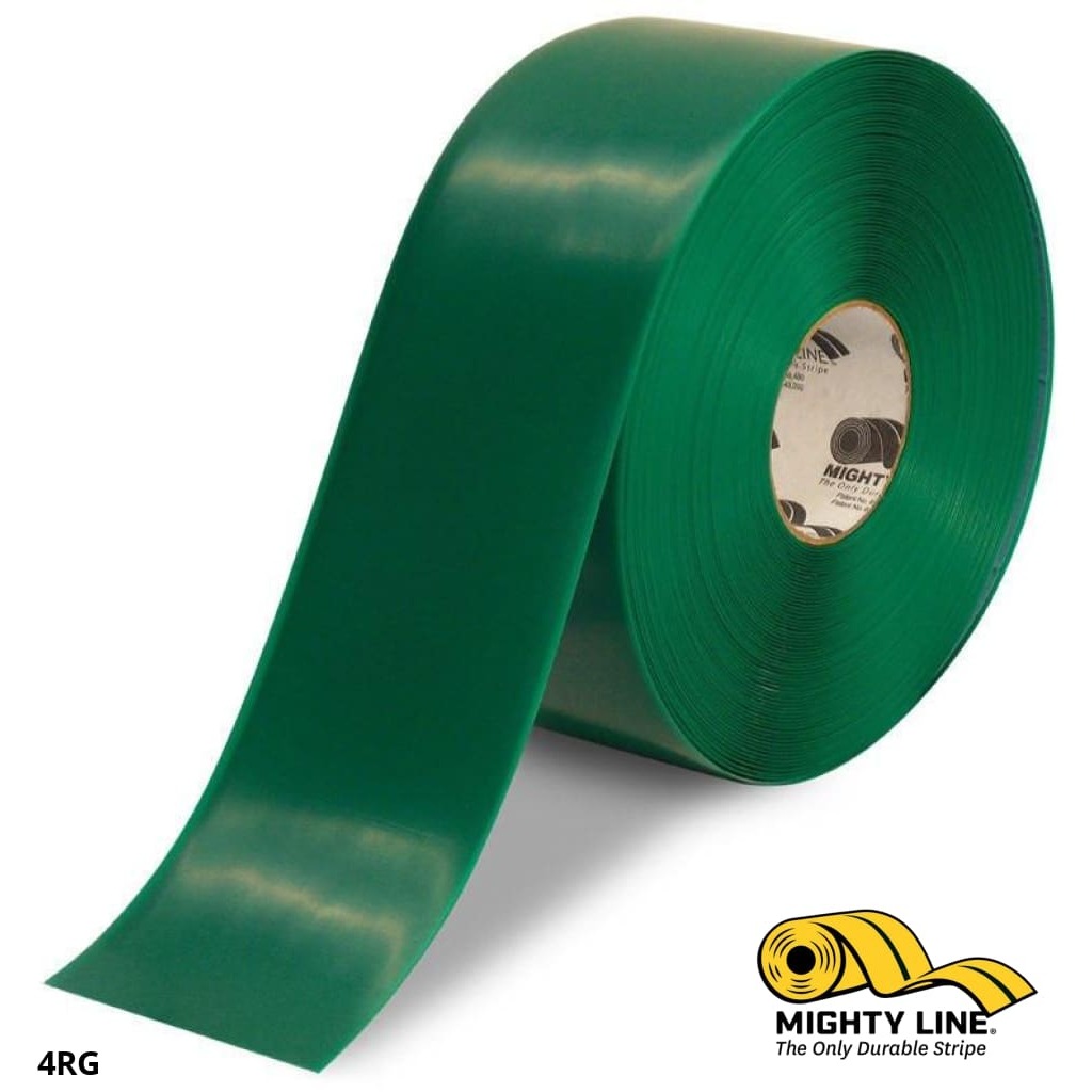 Mighty Line 4" Green Solid Color Tape - 100' Roll - Safety Floor Tape