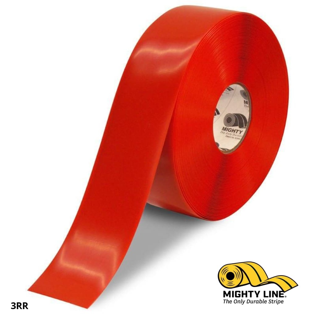 Mighty Line 3" Red Solid Color Tape - 100' Roll - Safety Floor Tape