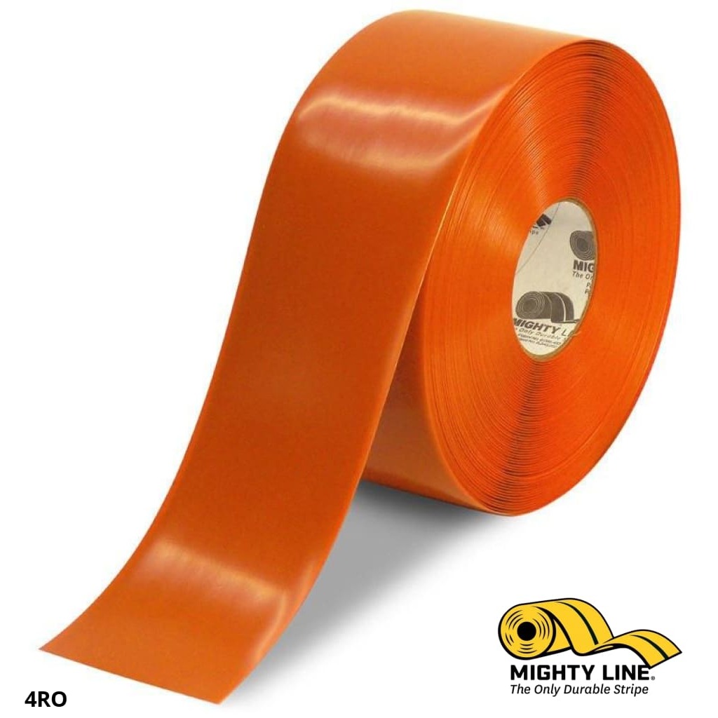 Mighty Line 4" Orange Solid Color Tape - 100' Roll - Safety Floor Tape