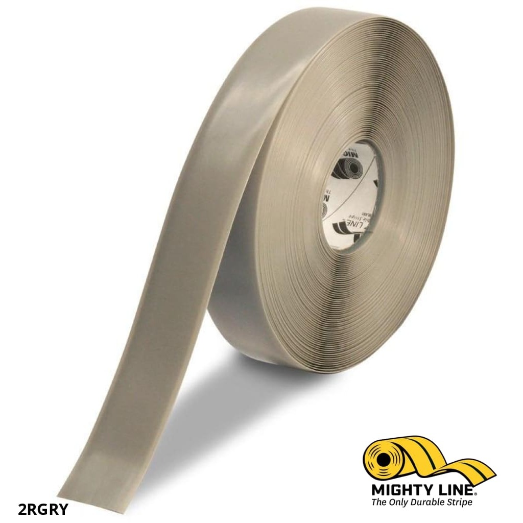 Mighty Line 2" Gray Solid Color Tape - 100' Roll - Safety Floor Tape