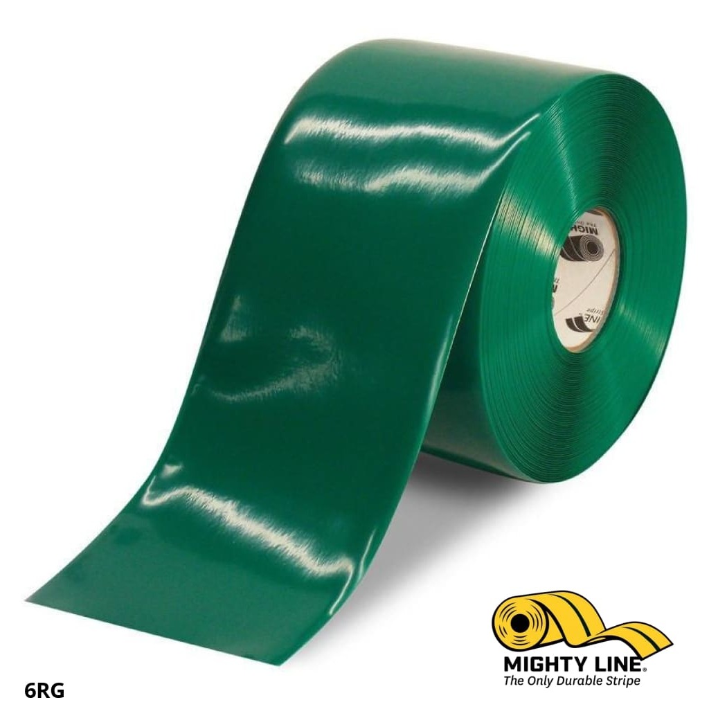 Mighty Line 6" Green Solid Color Tape - 100' Roll - Safety Floor Tape