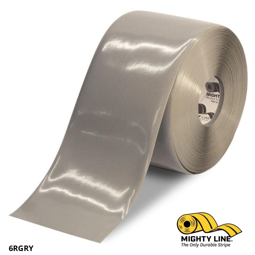 Mighty Line 6" Gray Solid Color Tape - 100' Roll - Safety Floor Tape