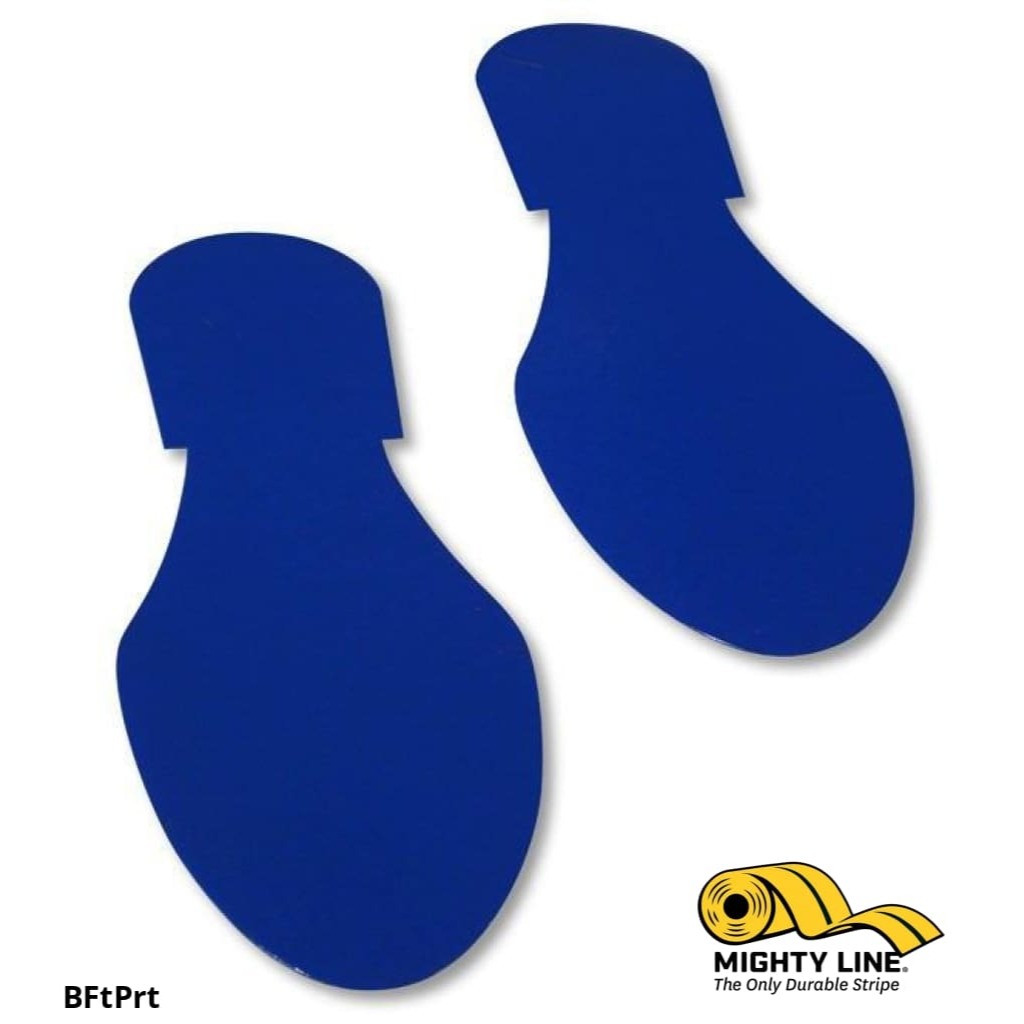 Mighty Line Solid Colored Blue Footprint - Pack of 50 - Floor Marking