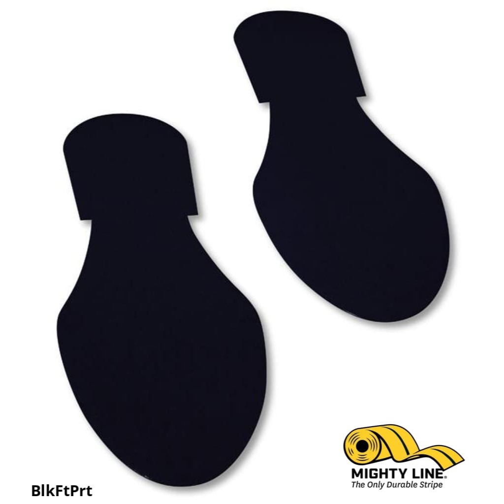 Mighty Line Solid Colored Black Footprint - Pack of 50 - Floor Marking