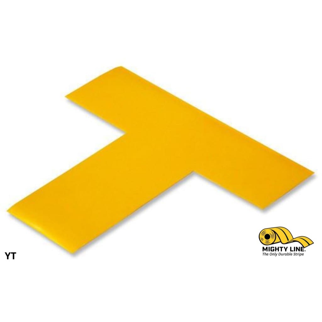 Mighty Line 2" Wide Solid Yellow T - Pack of 100 - Floor Tape & Floor Marking