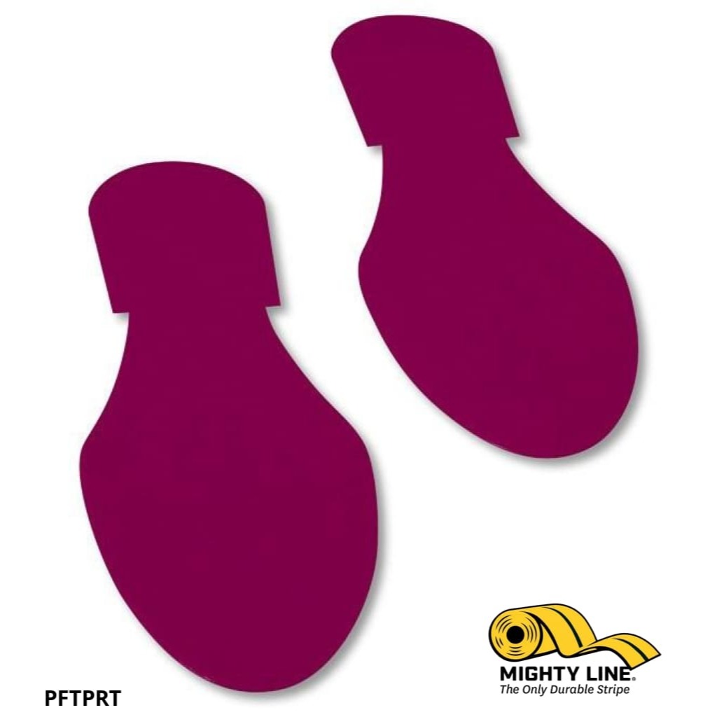 Mighty Line Solid Colored Purple Footprint - Pack of 50 - Floor Marking
