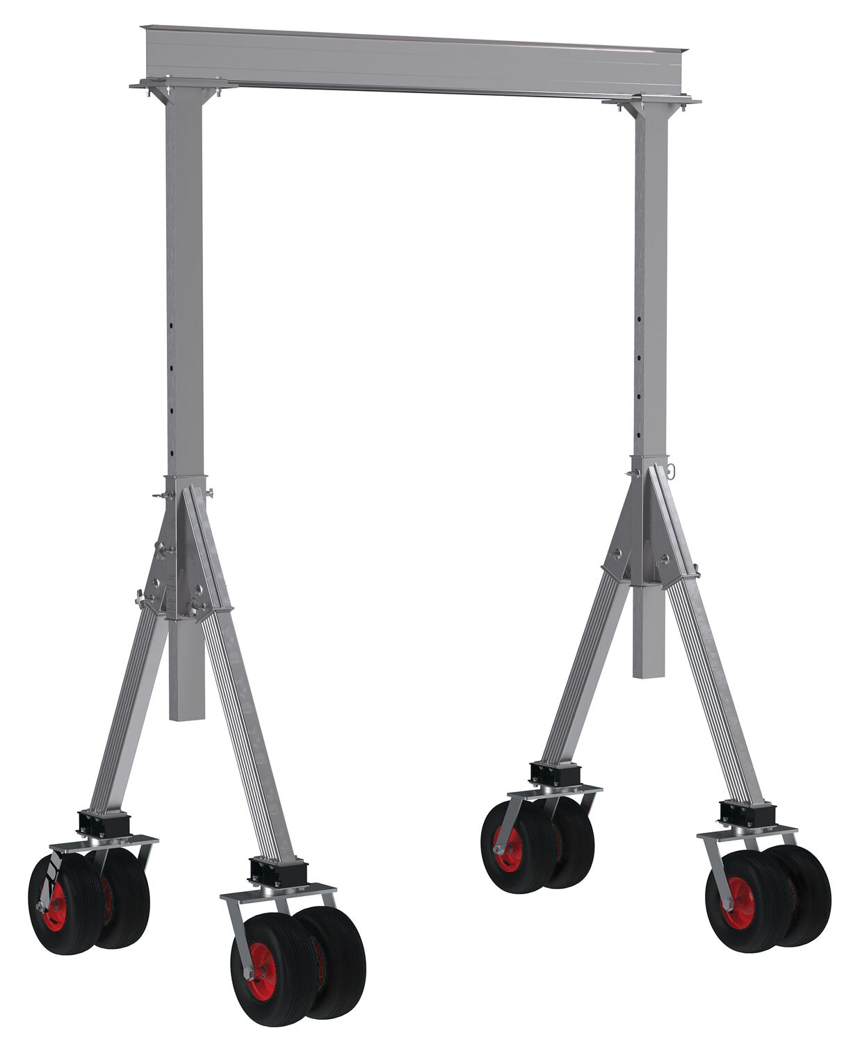 Vestil Aluminum Adjustable Height Gantry Crane with Pneumatic Rubber Casters - 8 Ft. Wide x 10 Ft. Max Usable Height 4,000 lb - Silver