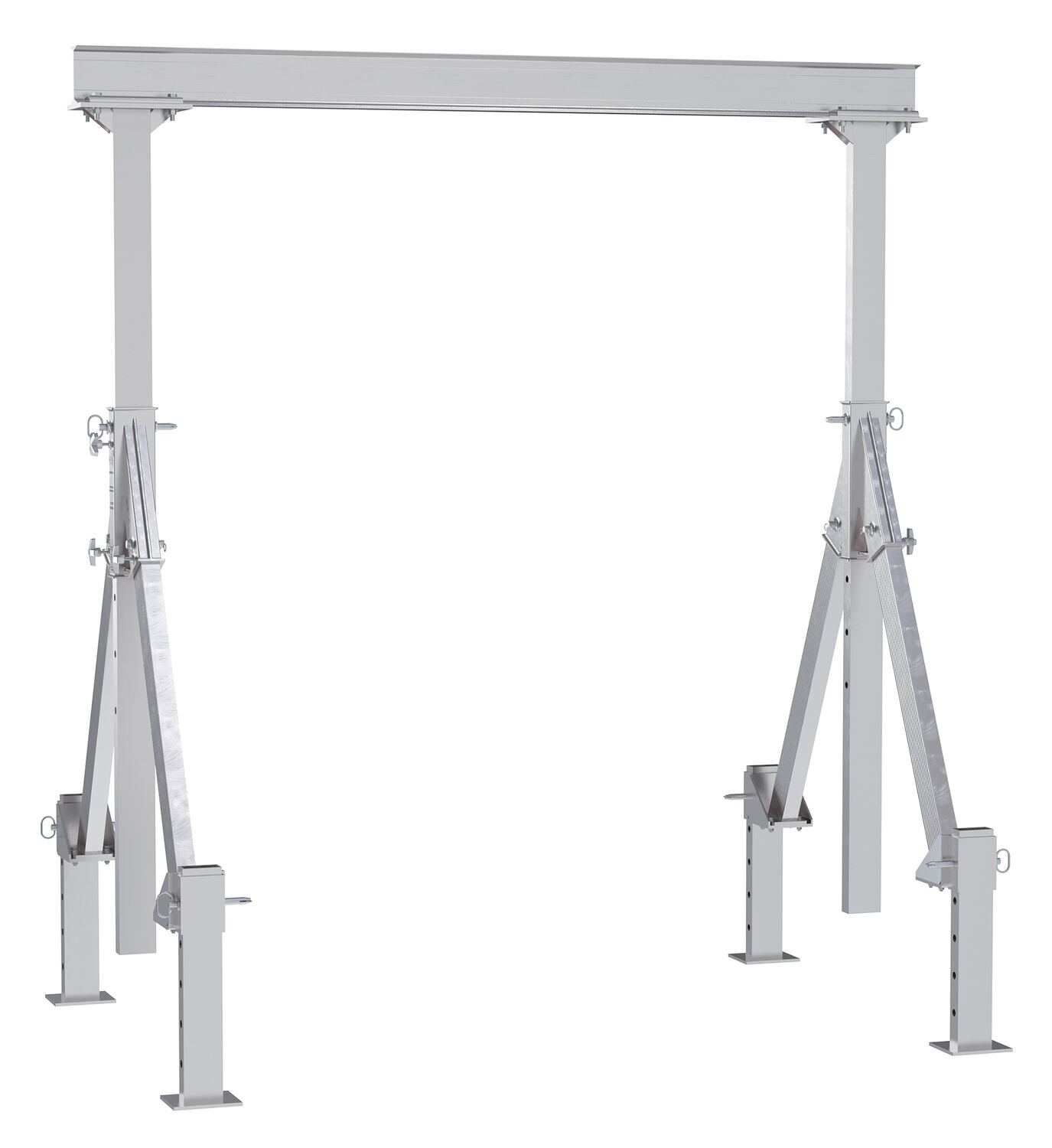 Vestil Aluminum Adjustable Height Gantry Crane With Adjustable Leveling Option - 8 Ft. Wide X 10 Ft. Max Usable Height 2,000 lb - Silver