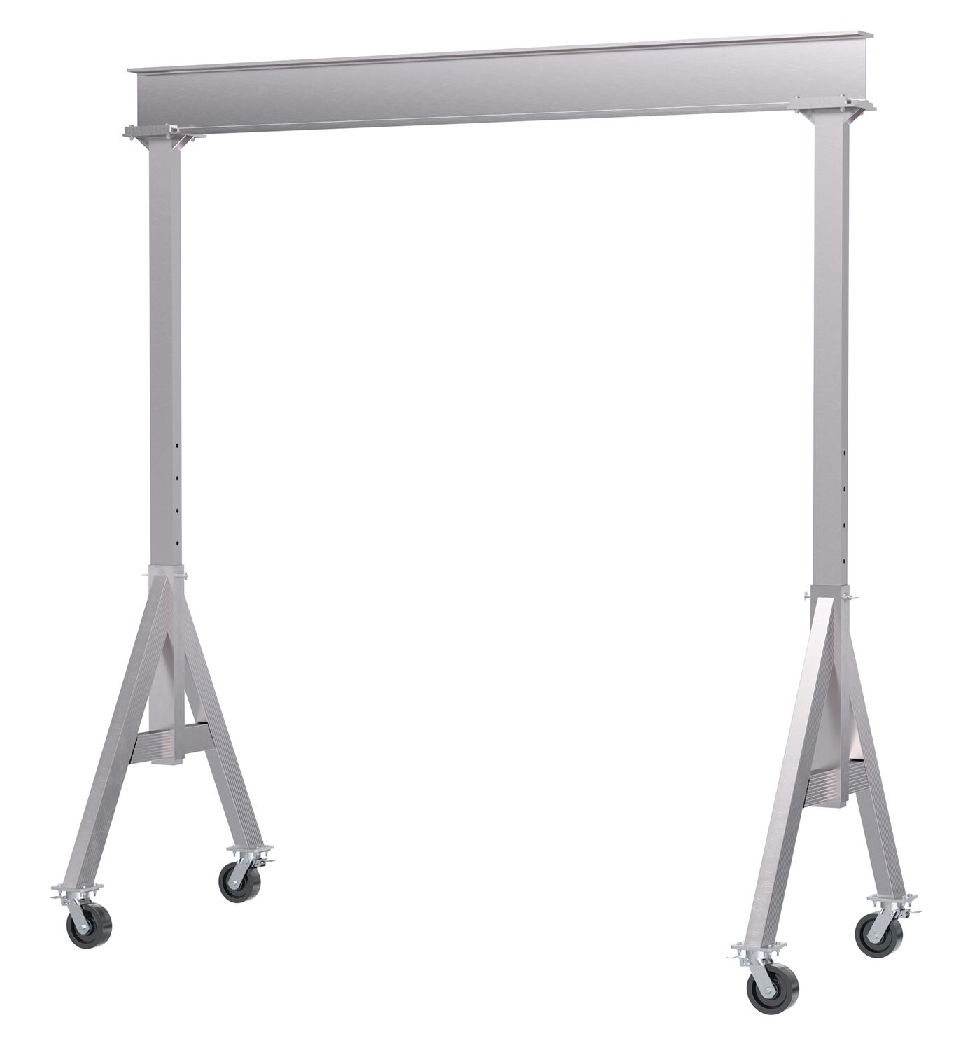 Vestil Aluminum Adjustable Height Gantry Crane with Total Locking Phenolic Casters - 12 Ft. Wide x 10 Ft. Max Usable Height 6,000 lb - Silver