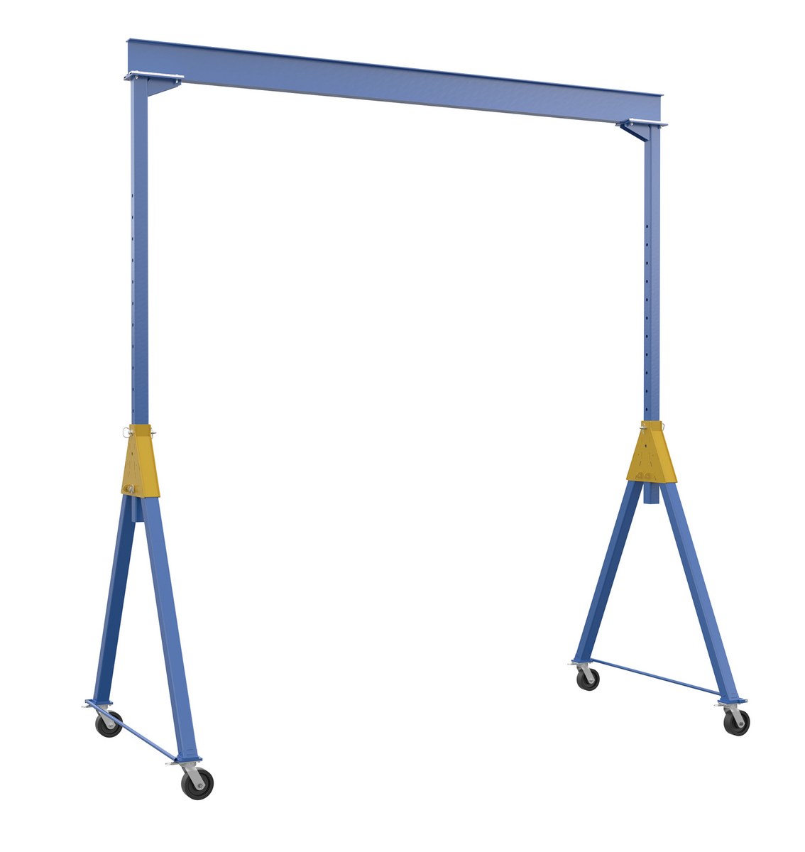 Vestil Steel Knock-Down Adjustable Height Gantry Crane with Phenolic Casters - 15 Ft. Wide x 16 Ft. Max Usable Height 6,000 lb - Blue