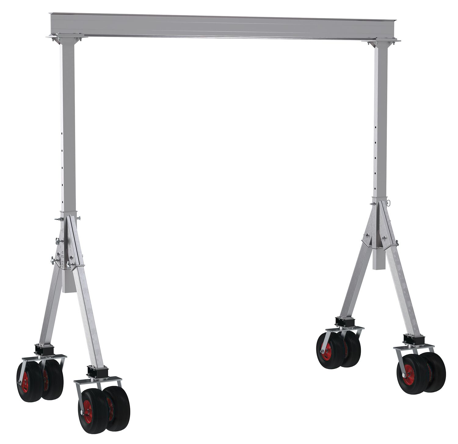 Vestil Aluminum Adjustable Height Gantry Crane with Pneumatic Rubber Casters - 12 Ft. Wide x 8 Ft. Max Usable Height 4,000 lb - Silver