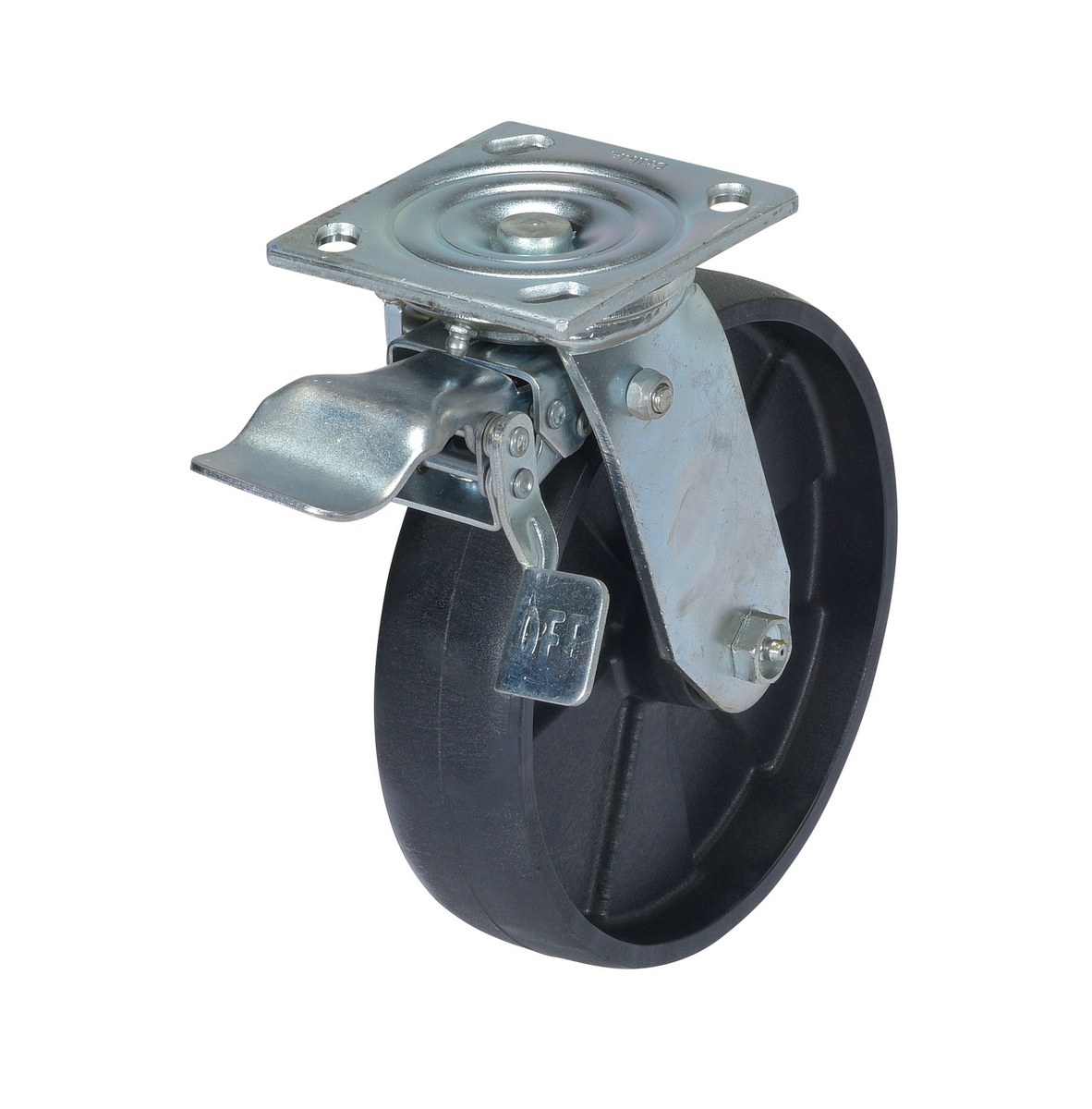 Vestil Glass Filled Nylon Total Locking Swivel Casters - 8 In. x 2 In. For Steel Gantry Cranes 2,000 lb