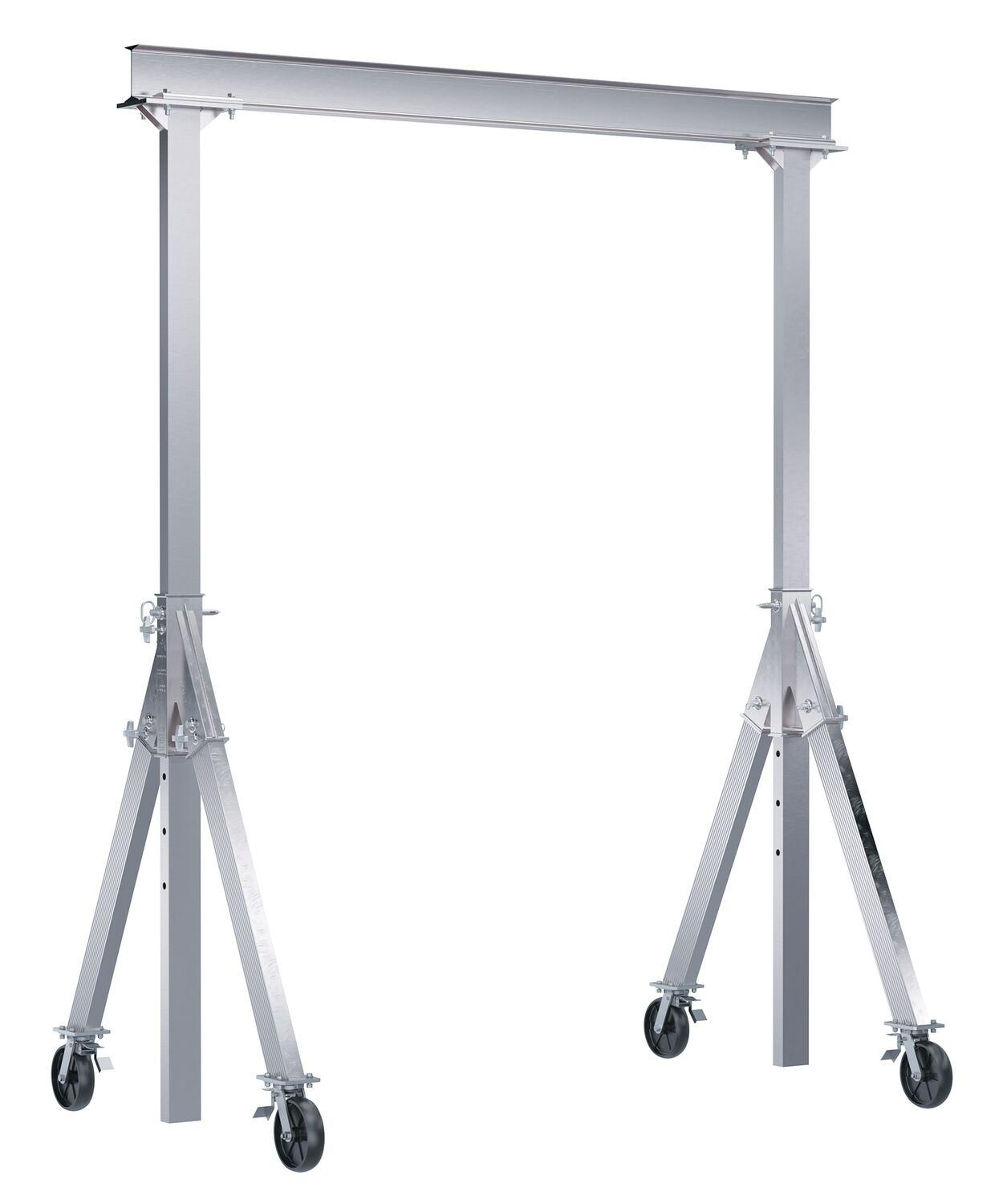 Vestil Aluminum Adjustable Height Gantry Crane with Total Locking Phenolic Casters - 12 Ft. Wide x 8 Ft. Max Usable Height 4,000 lb - Silver