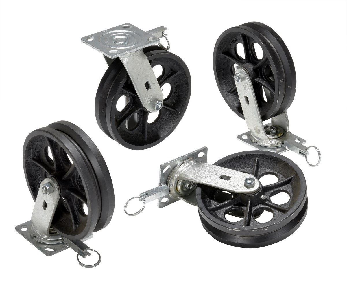 Vestil Cast Iron Swivel V-Groove Casters - 8 In. x 2 In. For Aluminum Gantry Crane Models 2,000 lb