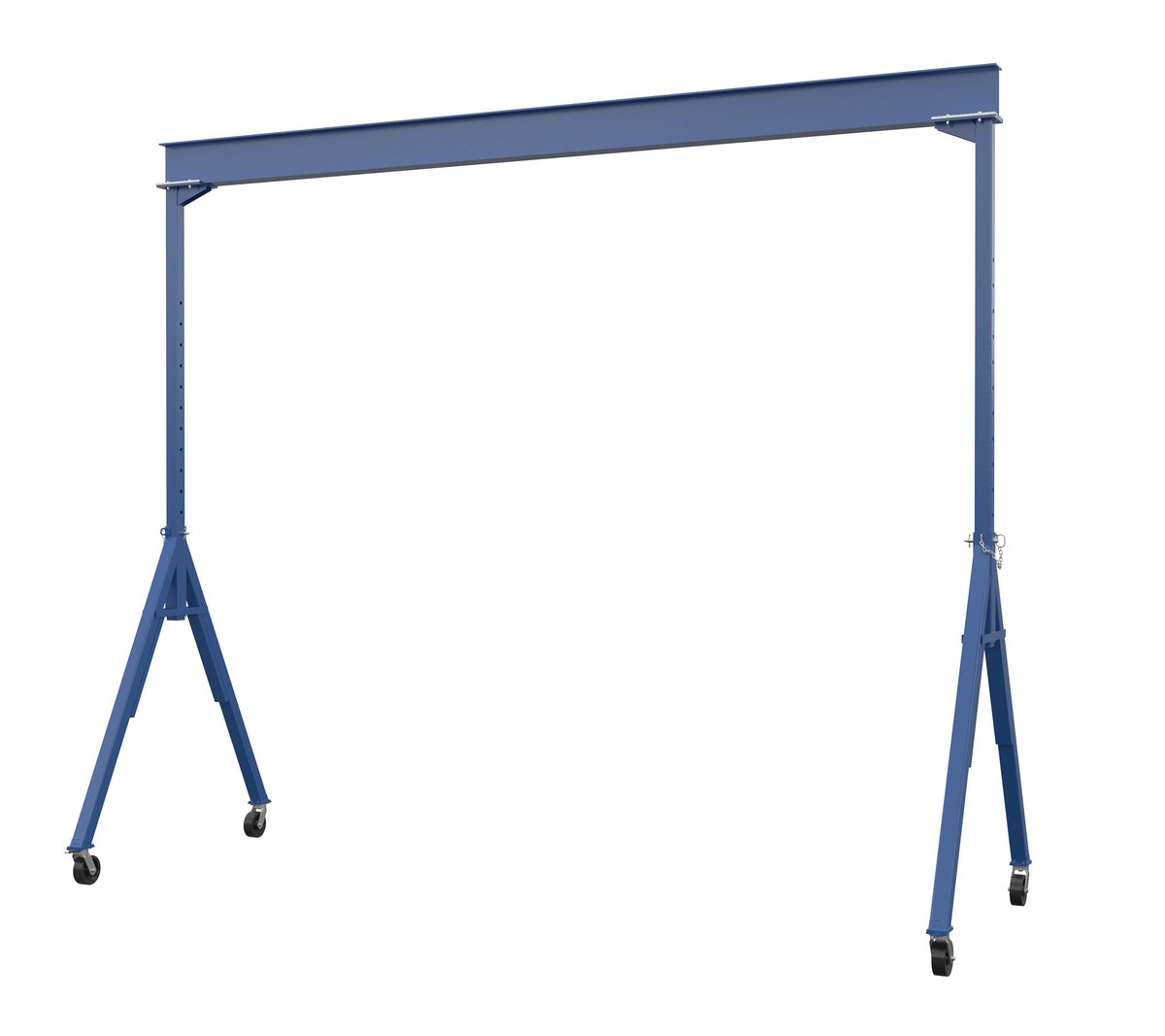 Vestil Steel Adjustable Height Gantry Crane with Phenolic Casters - 20 Ft. Wide x 16 Ft. Max Usable Height 6,000 lb - Blue