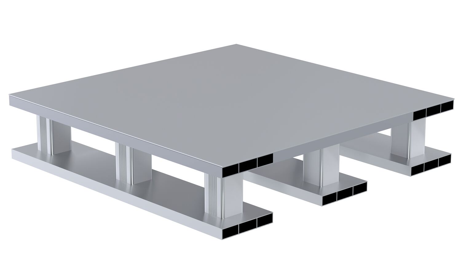 Vestil Aluminum Half Solid Top with Skid Bottom - 23-7/8 In. x 23-7/8 In. x 5-1/8 In. 4000 lb - Silver