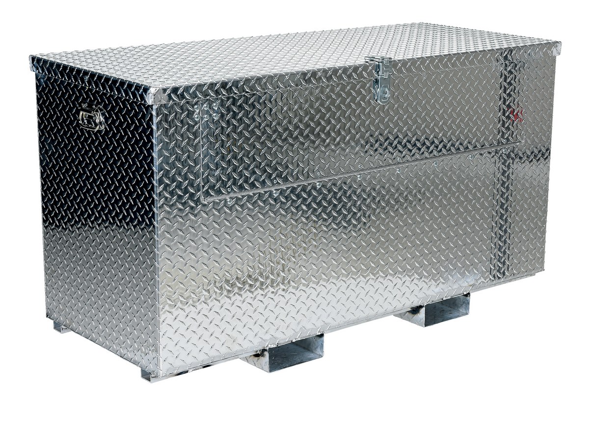 Vestil Aluminum Portable Tool Box with Fold Down Front Door with Fork Pockets - 24-13/16 In. x 60-3/4 In. x 27-11/16 In. 2500 lb - Silver