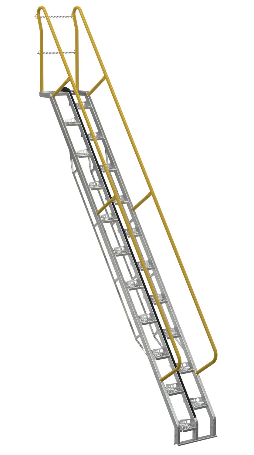 Vestil Galvanized Alternate Tread Stair - 56 Degrees 114-1/8 In. x 23-1/2 In. x 198-5/8 In. 350 lb - Silver