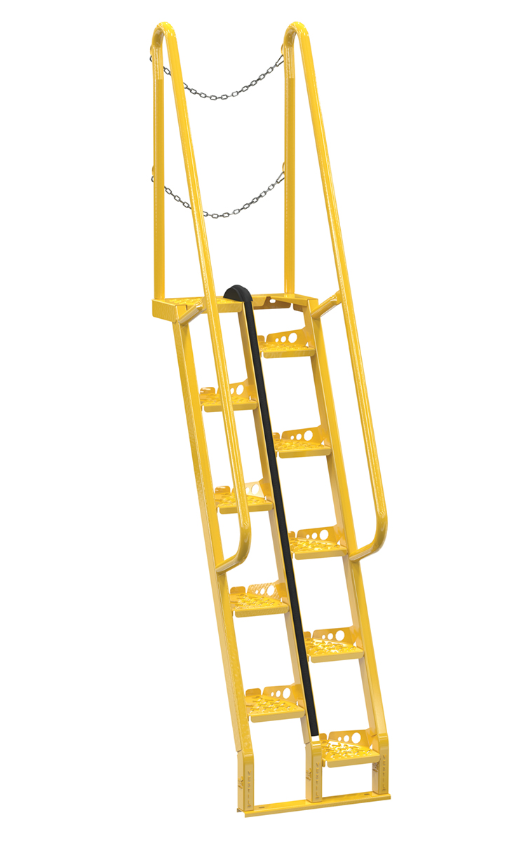 Vestil Steel Alternate Tread Stair - 68 Degrees 39-1/2 In. x 23-1/2 In. x 113-3/4 In. 350 lb - Yellow