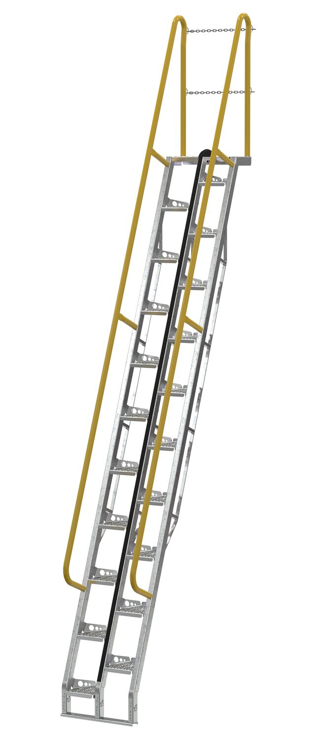 Vestil Galvanized Alternate Tread Stair - 68 Degrees 73-1/2 In. x 23-1/2 In. x 198 In. 350 lb - Silver