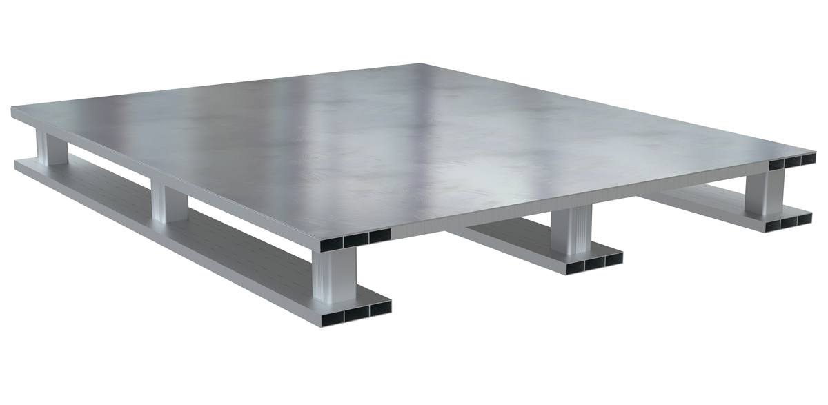 Vestil Aluminum Solid Top with Skid Bottom - 40 In. x 48 In. 6000 lb - Silver