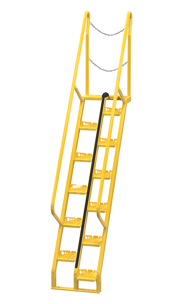 Vestil Steel Alternate Tread Stair - 56 Degrees 65-3/4 In. x 23-1/2 In. x 126-3/4 In. 350 lb - Yellow