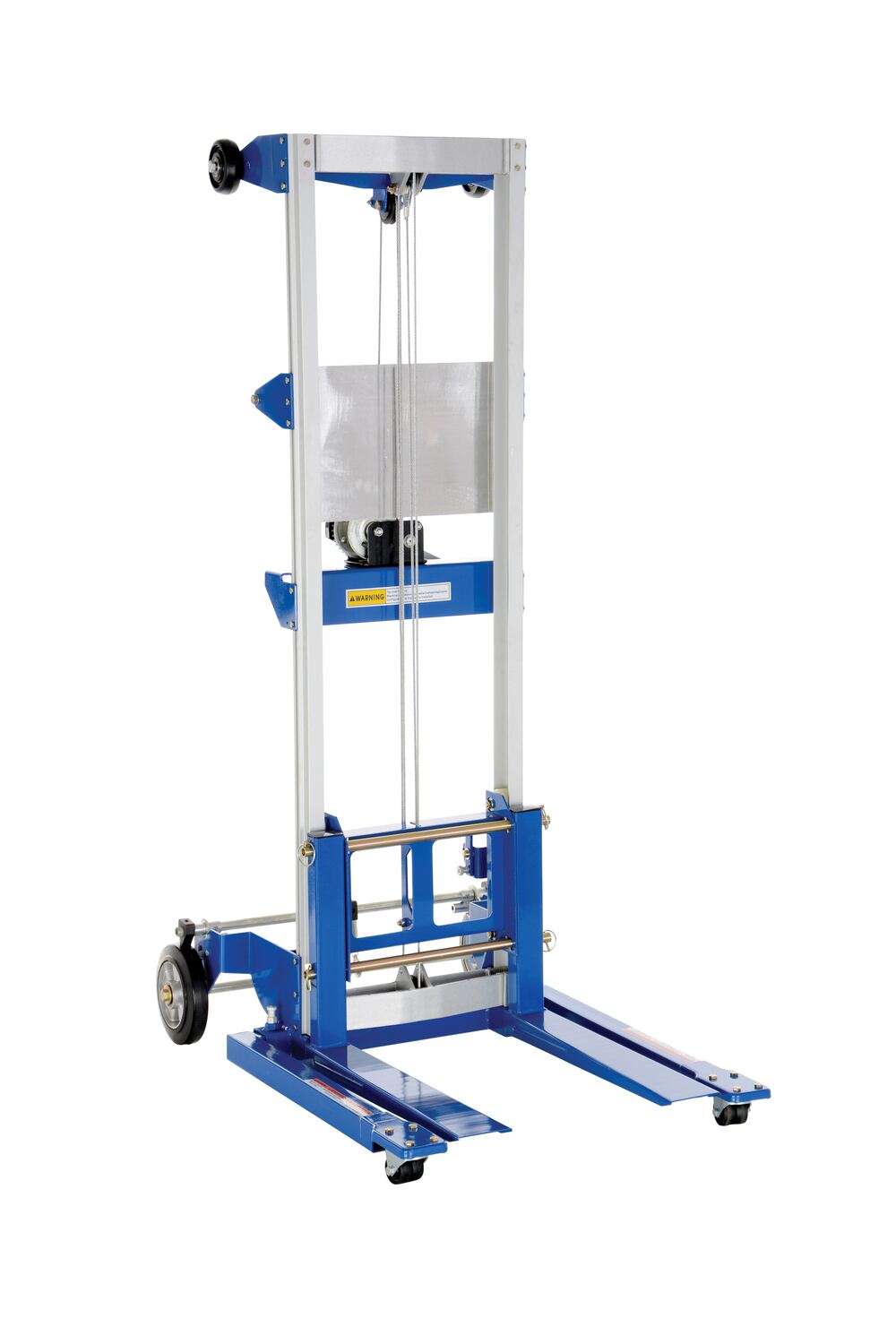 Vestil Aluminum/Steel Adjustable Straddle Manual Hand Winch Lift Trucks - 500 lb - Silver/Blue