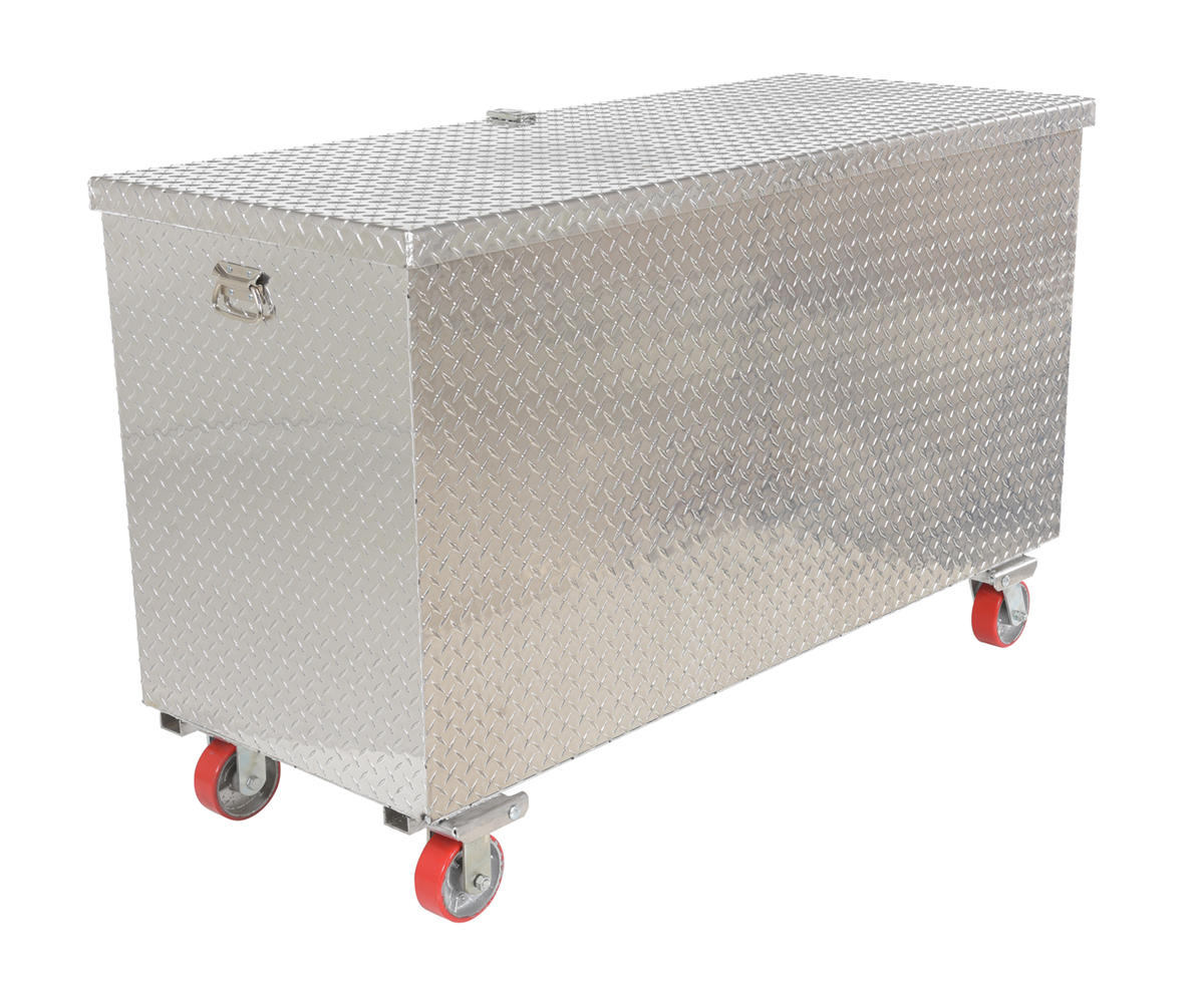 Vestil Aluminum Portable Tool Box with Fold Down Front Door with Casters - 24-13/16 In. x 60-3/4 In. x 38-5/16 In. 2500 lb - Silver