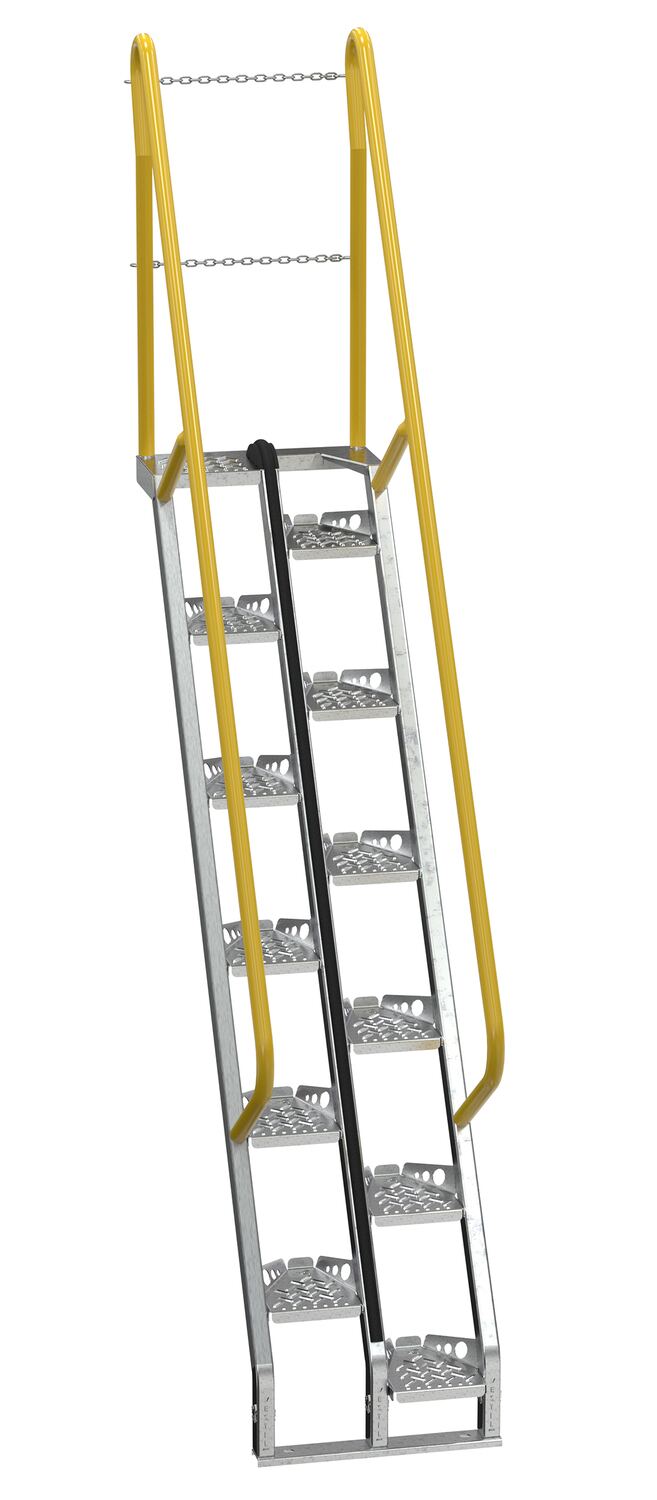 Vestil Galvanized Alternate Tread Stair - 56 Degrees 65-3/4 In. x 23-1/2 In. x 126-3/4 In. 350 lb - Silver