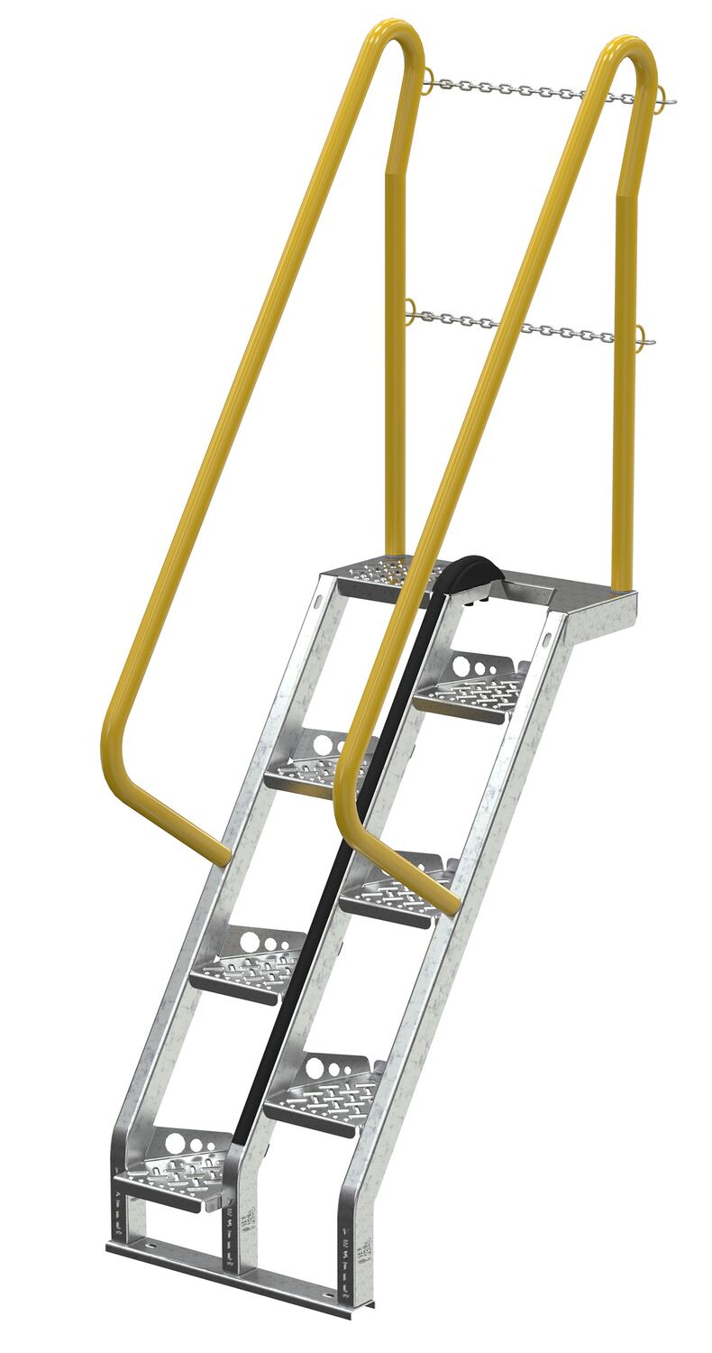 Vestil Galvanized Alternate Tread Stair - 56 Degrees 42 In. x 23-1/2 In. x 90-1/2 In. 350 lb - Silver