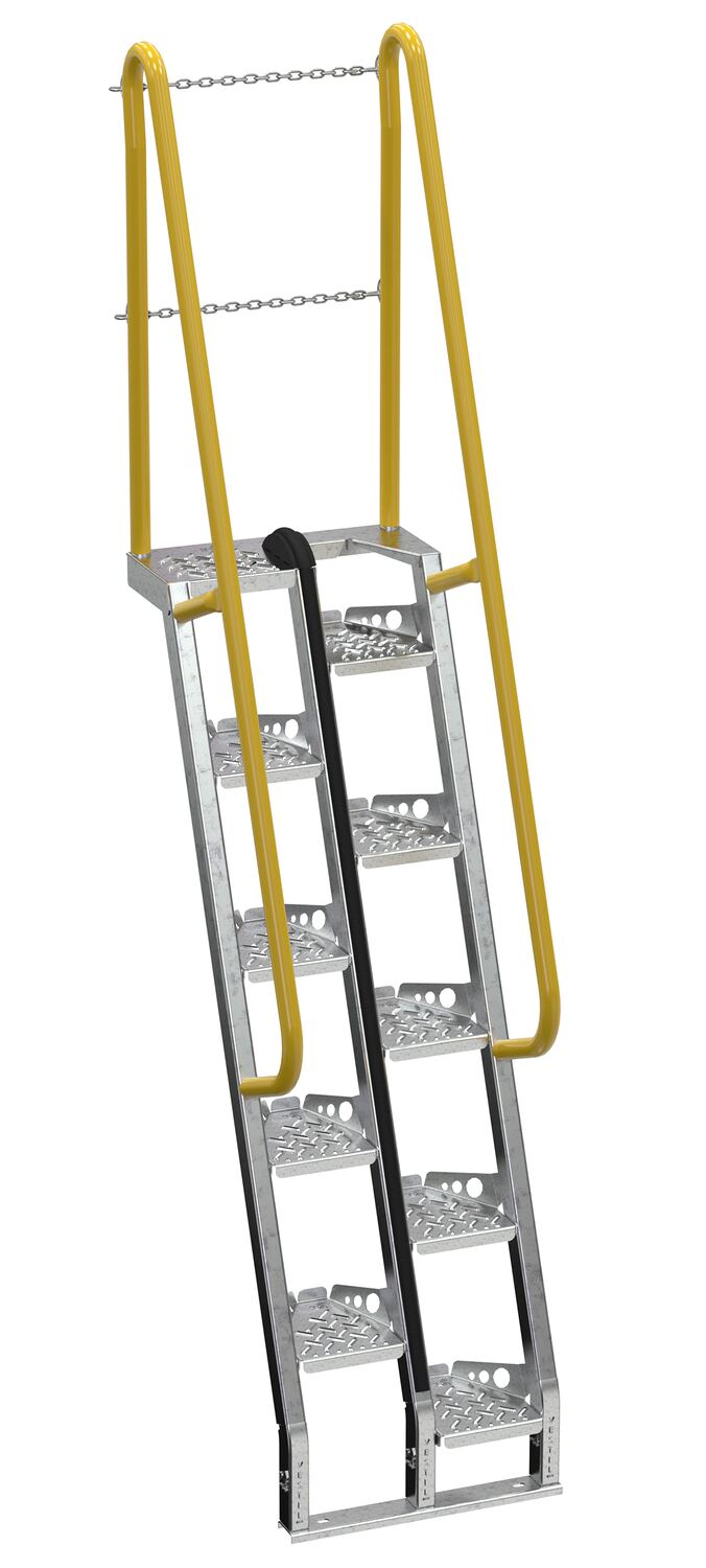 Vestil Galvanized Alternate Tread Stair - 68 Degrees 44-1/2 In. x 23-1/2 In. x 125-7/8 In. 350 lb - Silver