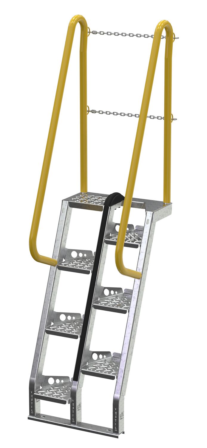Vestil Galvanized Alternate Tread Stair - 68 Degrees 30 In. x 23-1/2 In. x 90 In. 350 lb - Silver