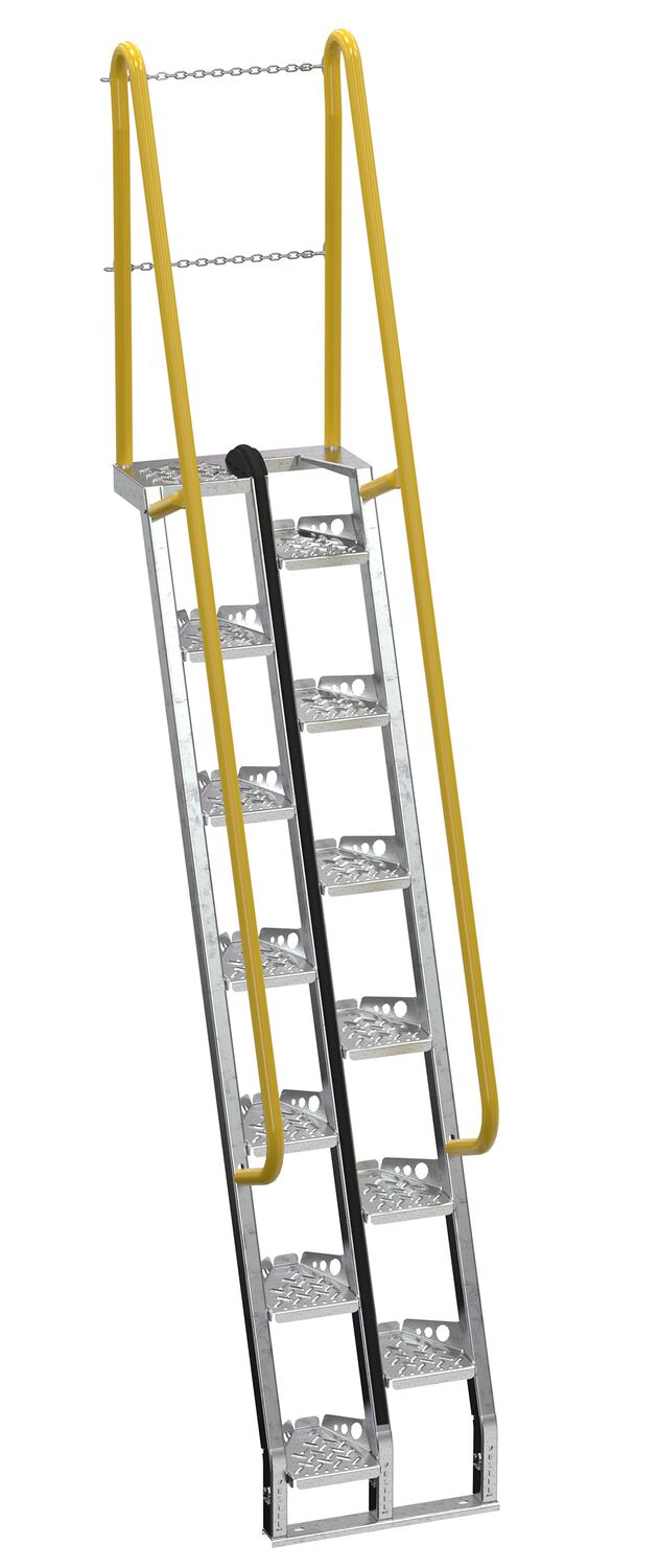 Vestil Galvanized Alternate Tread Stair - 68 Degrees 49-3/4 In. x 23-1/2 In. x 137-3/4 In. 350 lb - Silver