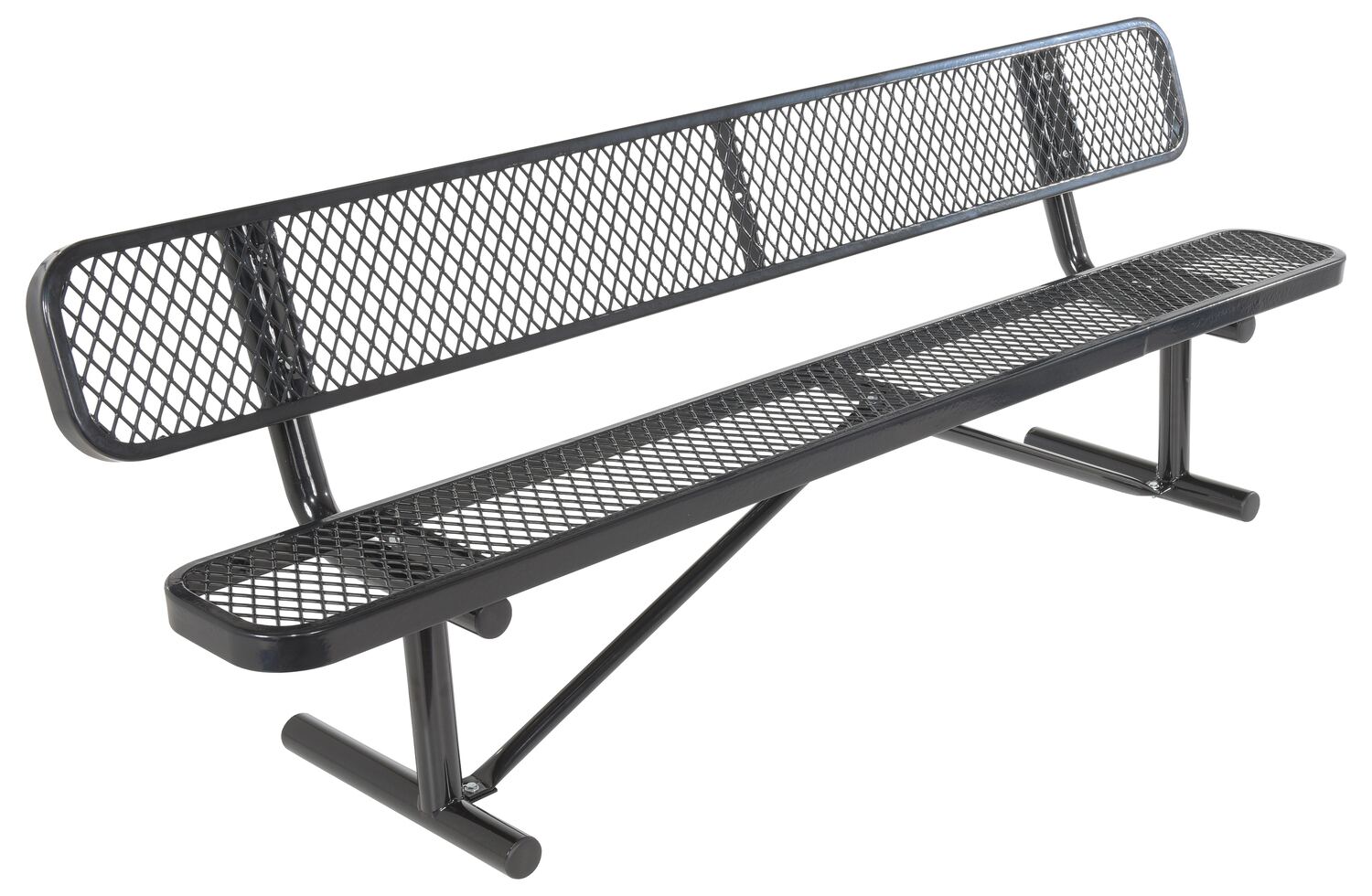 Vestil Steel Bench Expanded Metal - 96 In. - Black